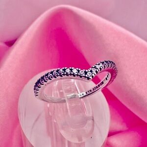 Pandora Sparkling Wishbone Ring – Sterling Silver with CZ– Size 48 / US 4.5